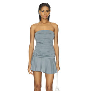 NEW Geel Mia Mini Dress Washed Blue Strapless Sundress Medium